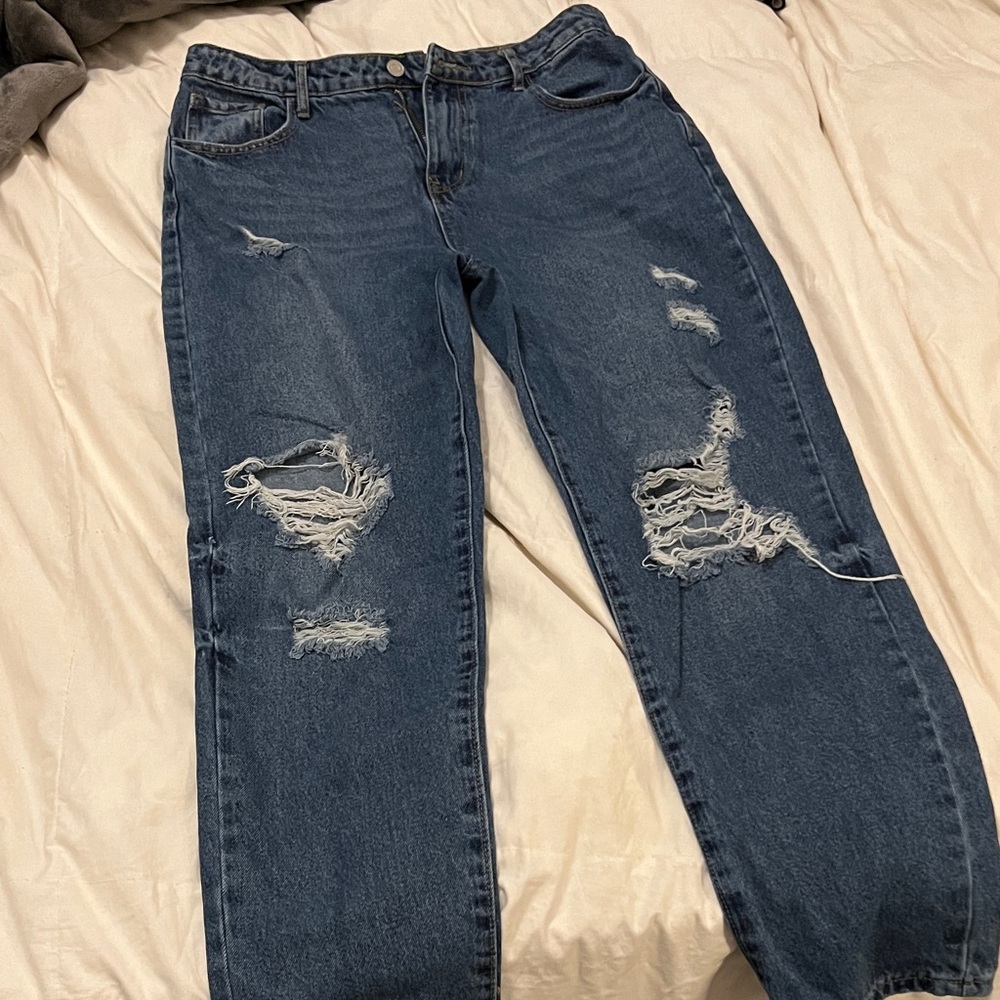 SHEIN Distressed Blue Jeans